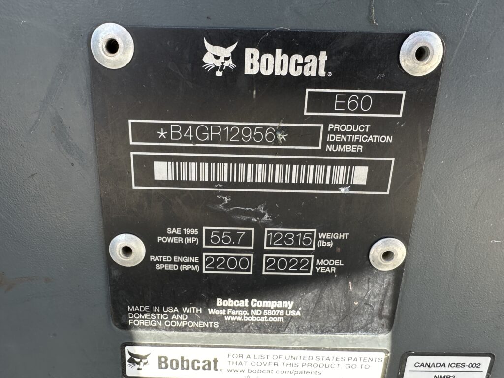 SOLD 2022 Bobcat E60 Excavator – Hoosier Tractor